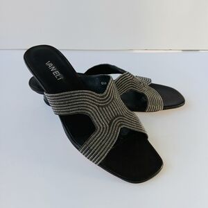 VANELi Black and Silver Chain Slide Sandals Size 8.5 N